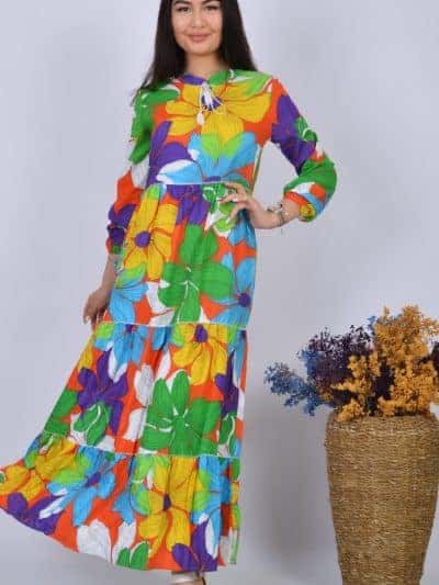 שמלת מקסי קומות פרחים צבעונית